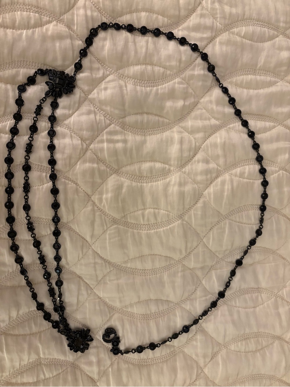 St. John’s Black Beaded Women's Triple Strand Elegant Belt.